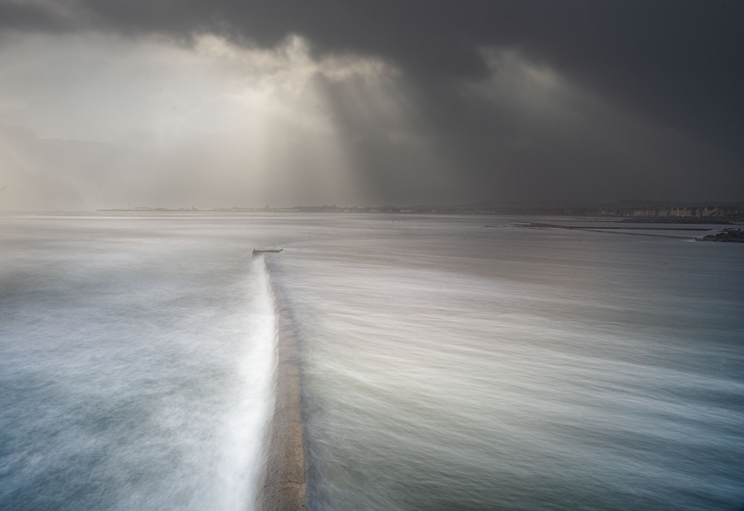 A storm moving over the sea