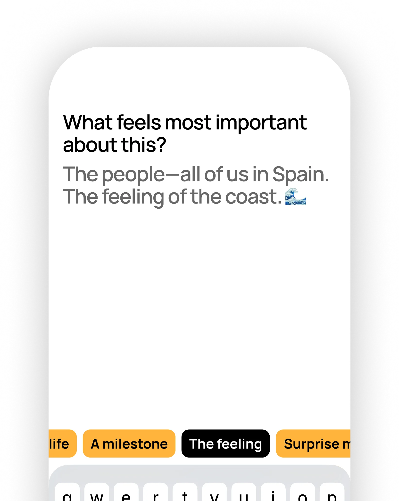 The short questionnaire that guides each collection